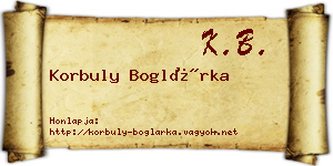 Korbuly Boglárka névjegykártya