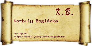 Korbuly Boglárka névjegykártya